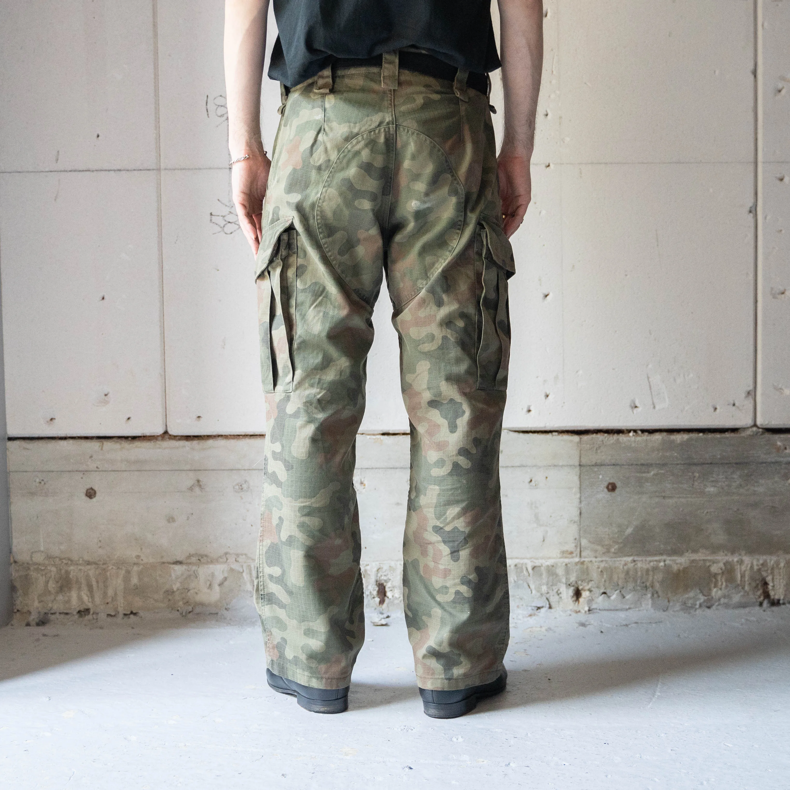 1990-00s Poland military pantera camouflage cargo pants