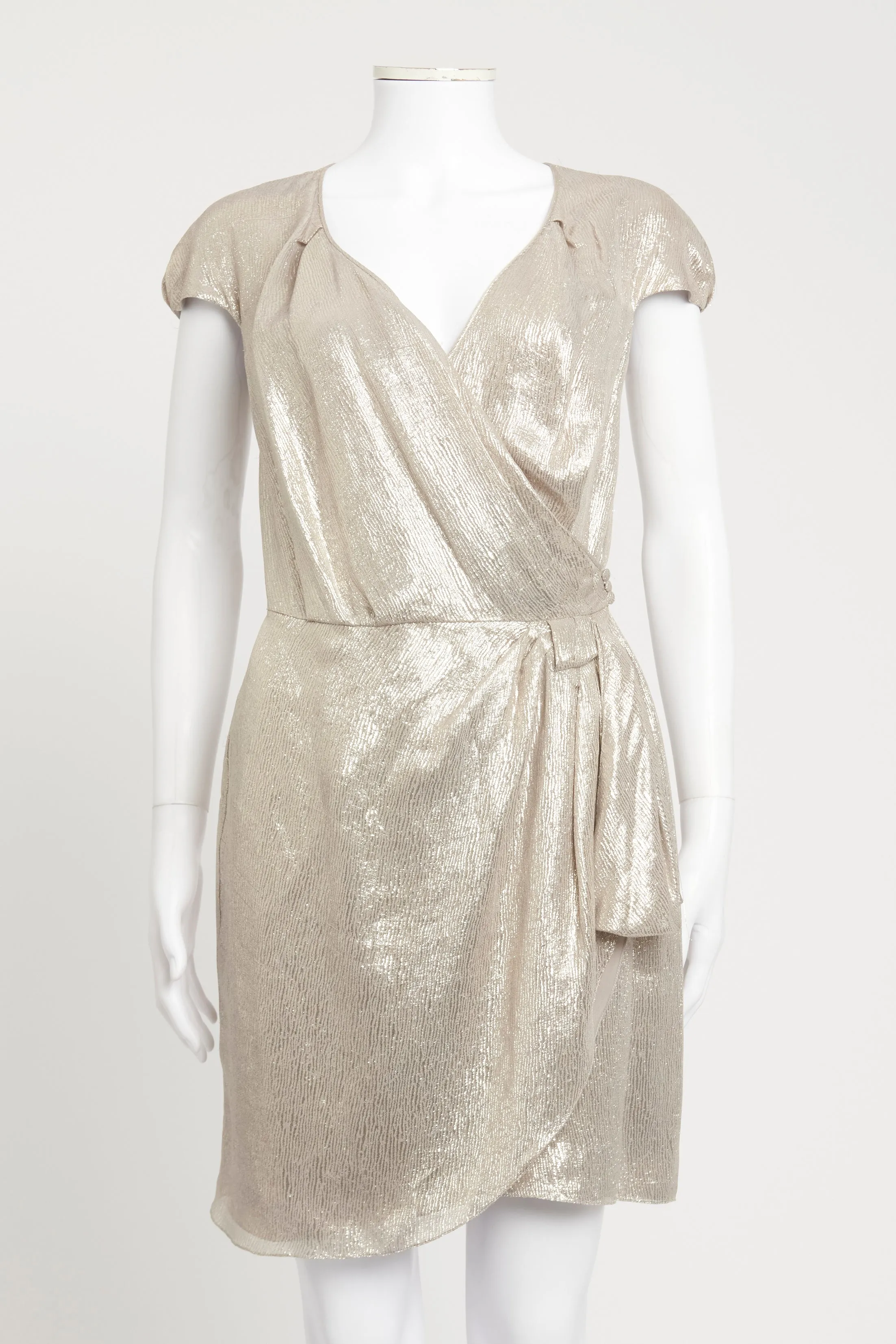 2010 Gold Metallic Lame Preowned Mini Dress