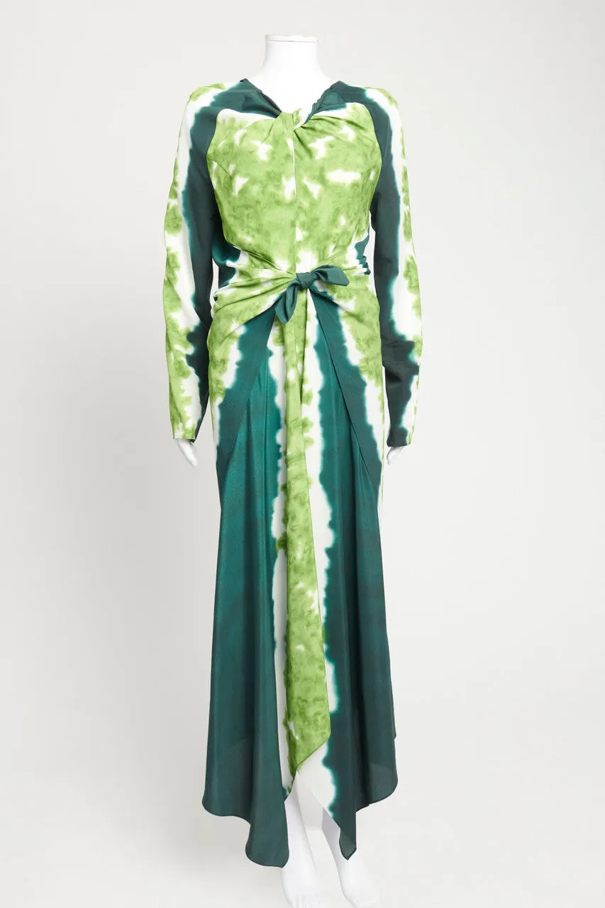 2022 Green Adika Tie-Dyed Ruched Preowned Maxi Dress