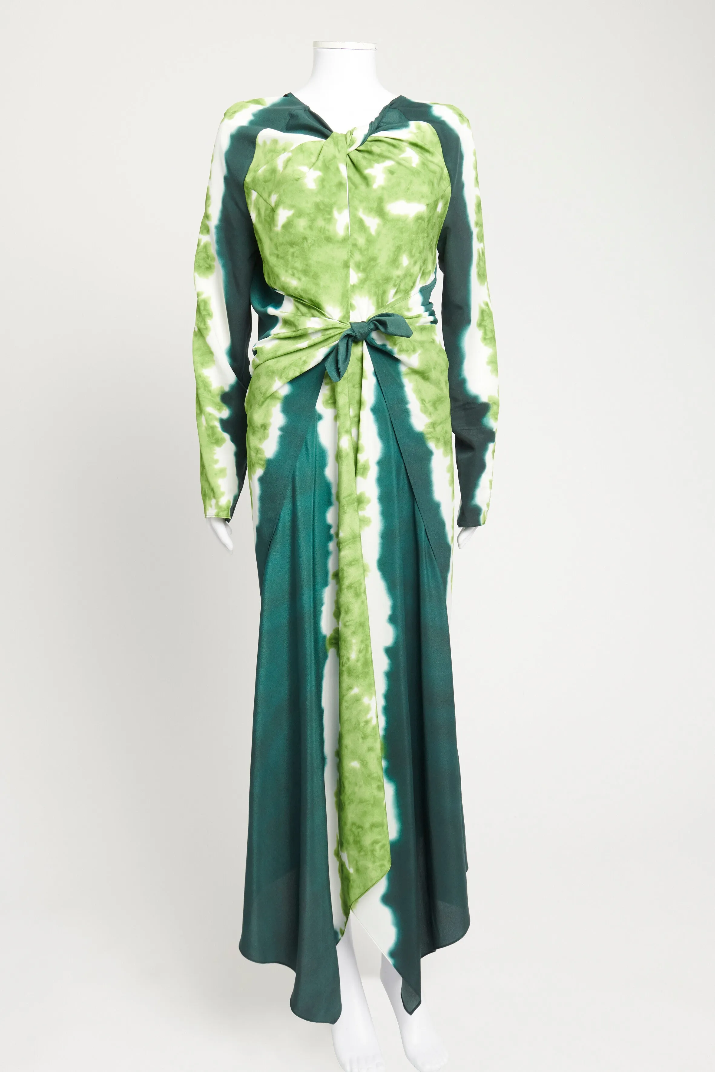 2022 Green Adika Tie-Dyed Ruched Preowned Maxi Dress