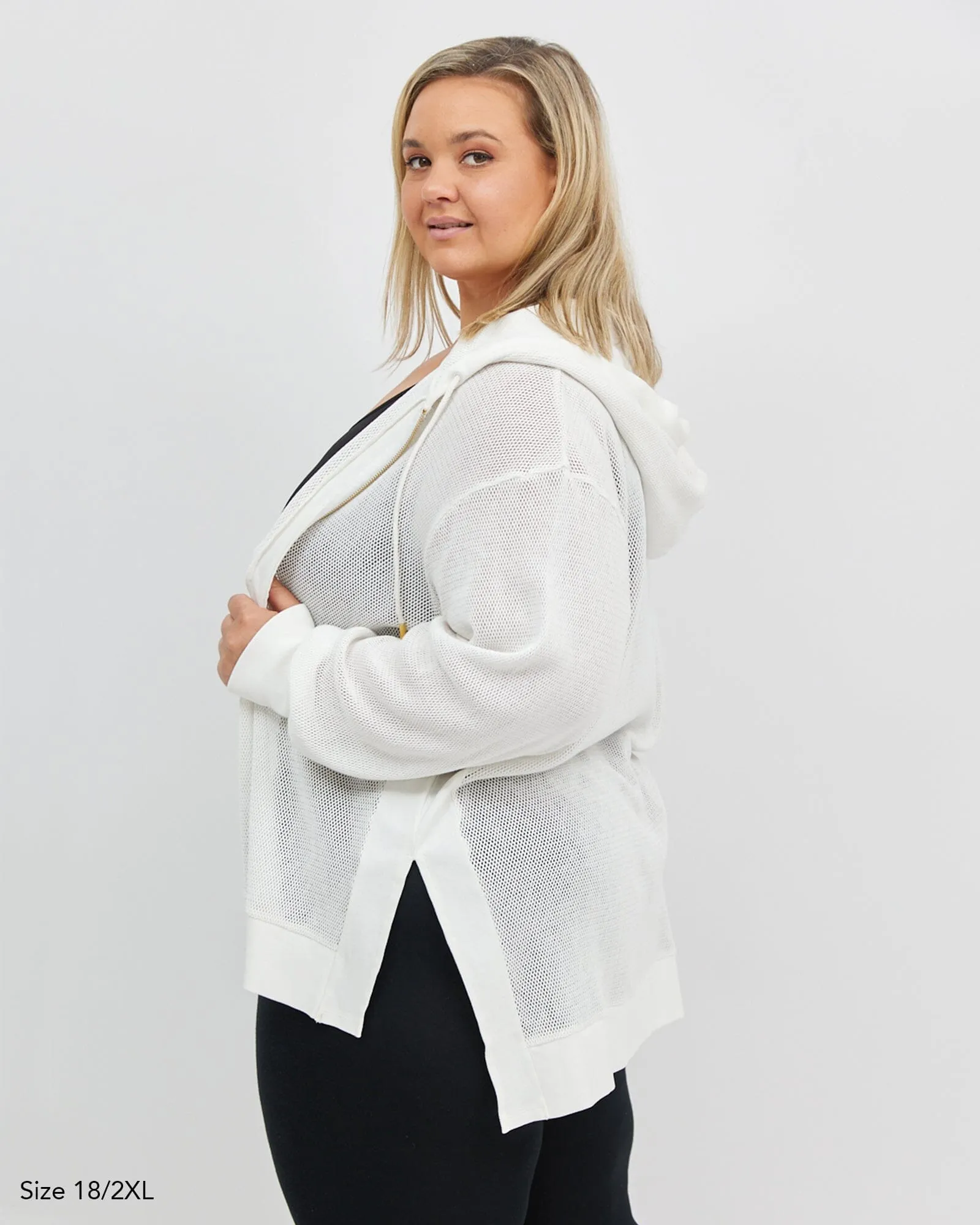 Alora Long Mesh Jacket - White