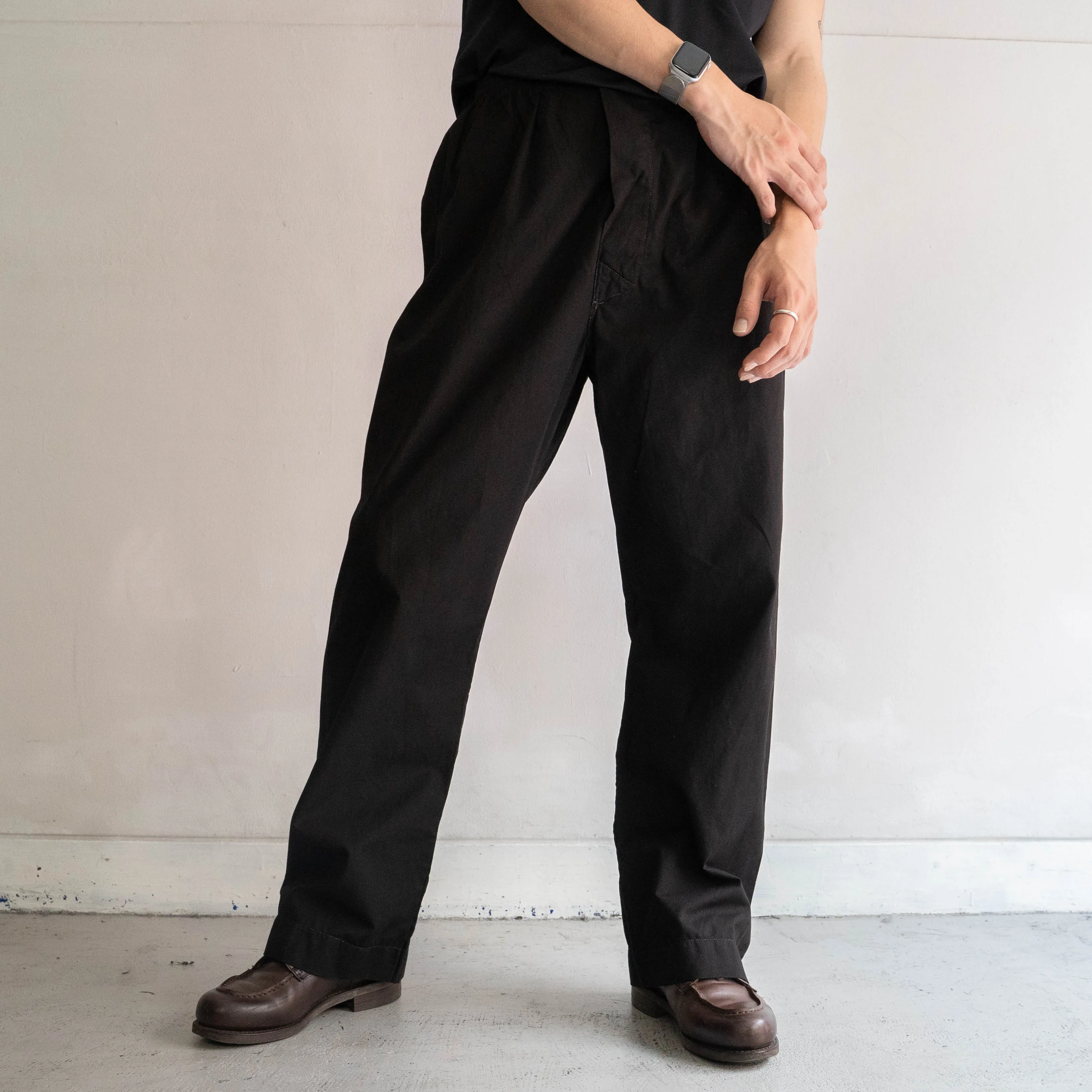 around 1980s Italian military sleeping easy pants ’black dyed’ -dead stock-