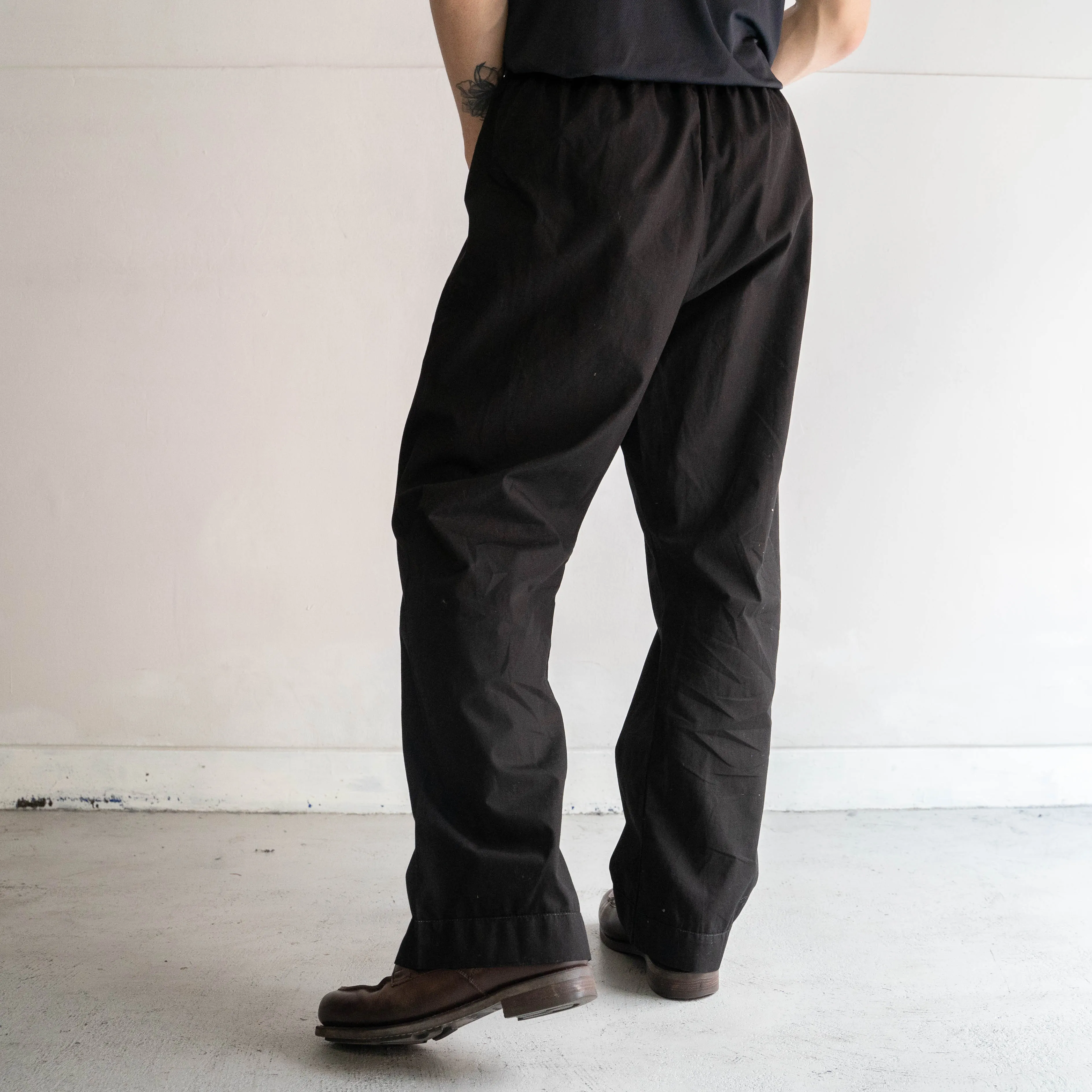 around 1980s Italian military sleeping easy pants ’black dyed’ -dead stock-