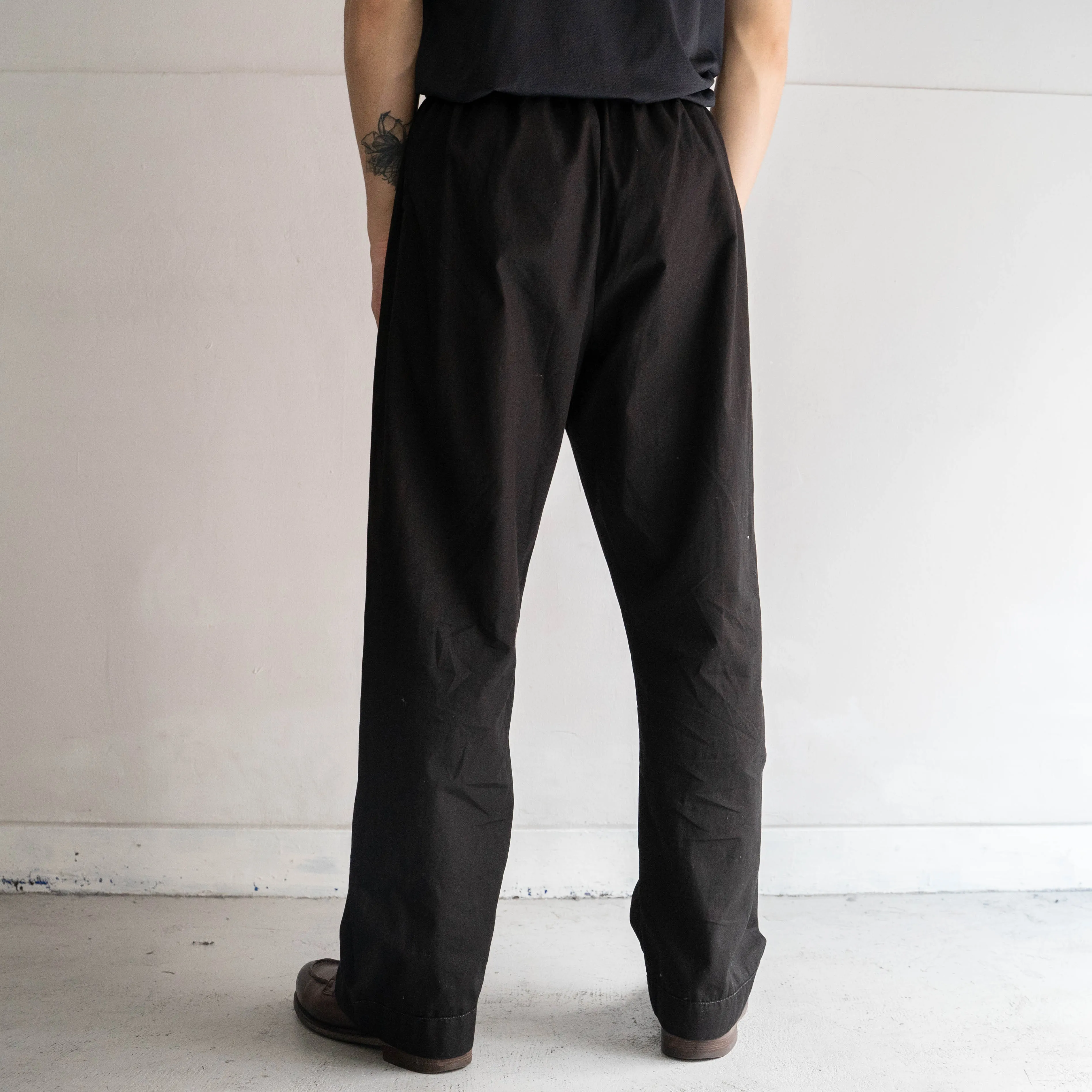 around 1980s Italian military sleeping easy pants ’black dyed’ -dead stock-