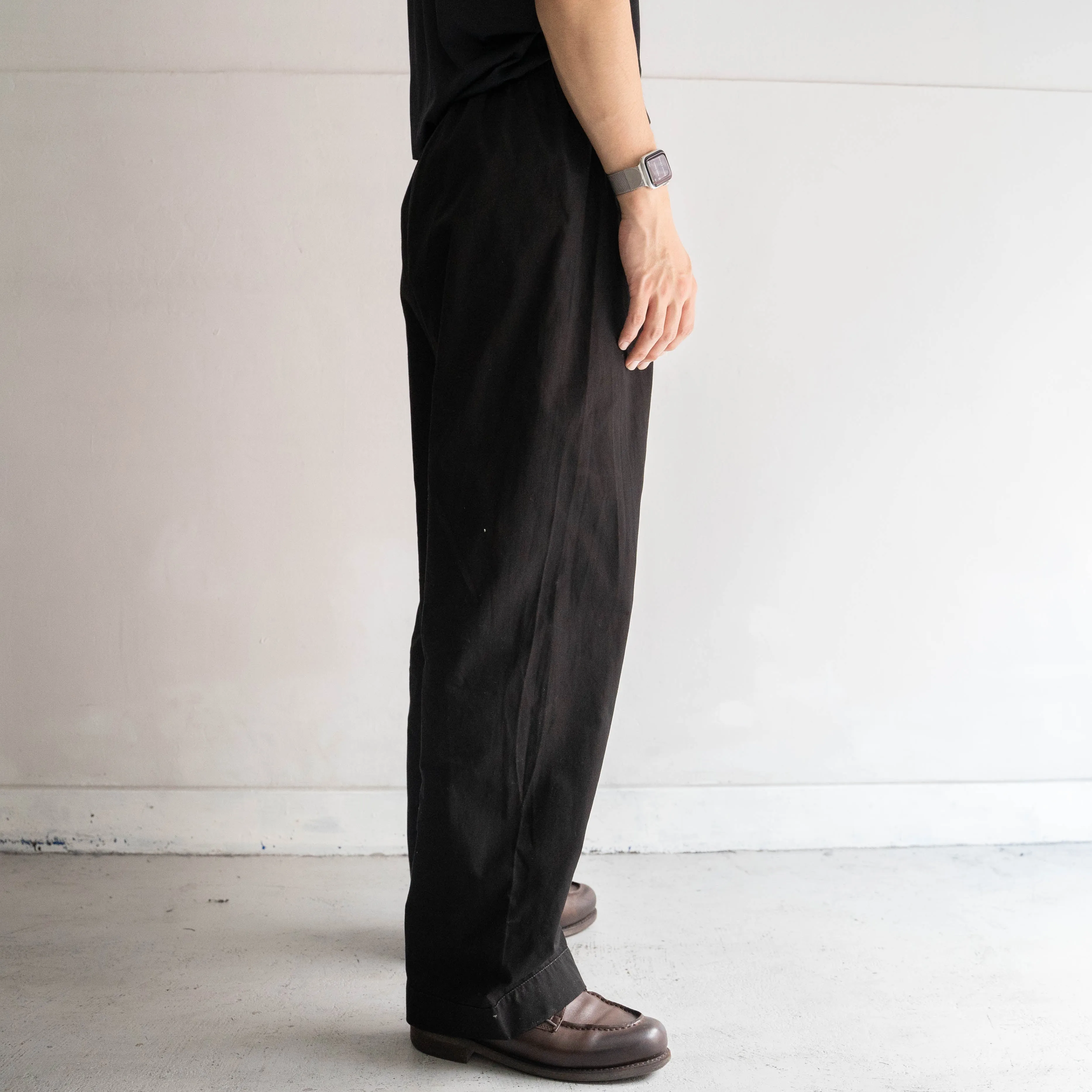 around 1980s Italian military sleeping easy pants ’black dyed’ -dead stock-