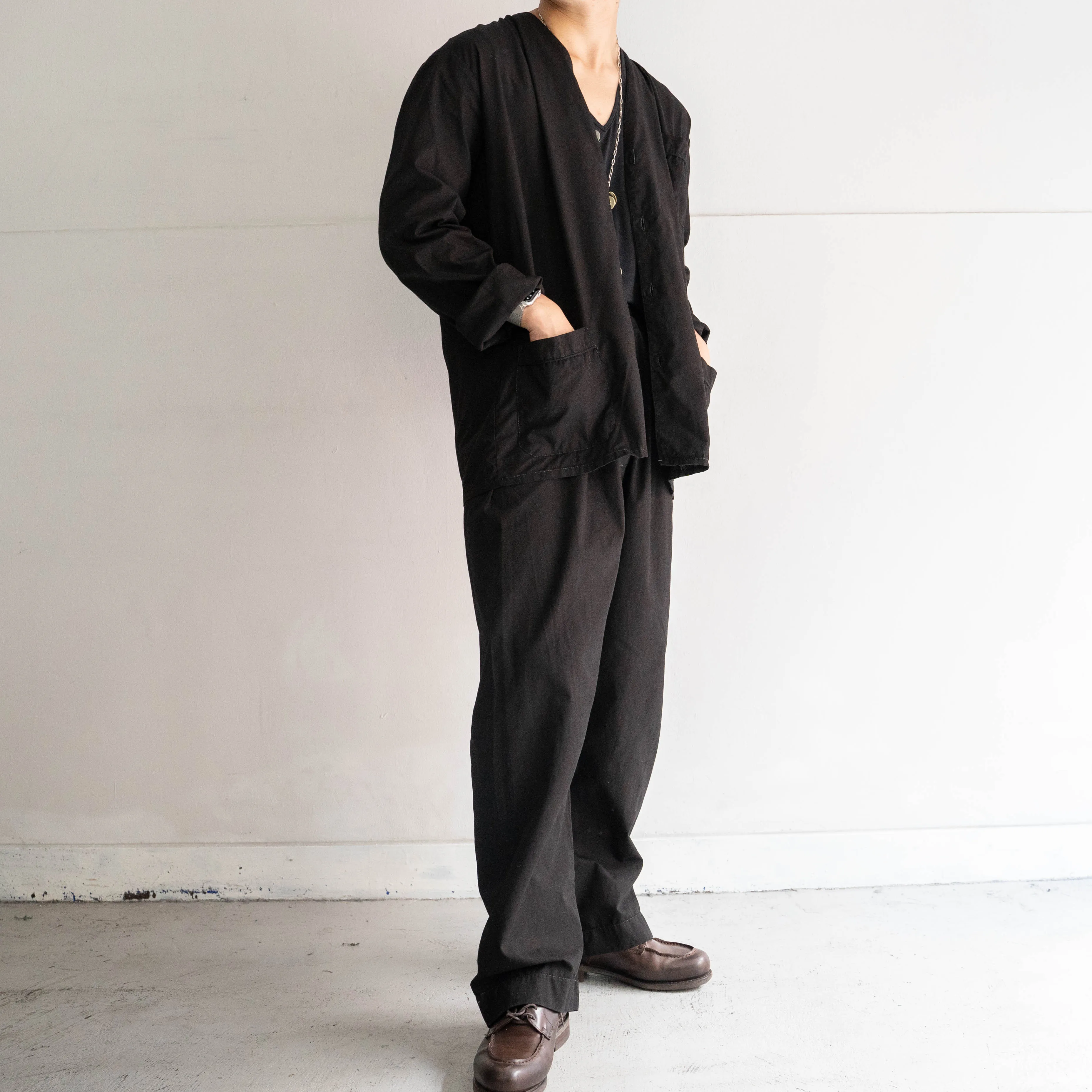 around 1980s Italian military sleeping easy pants ’black dyed’ -dead stock-