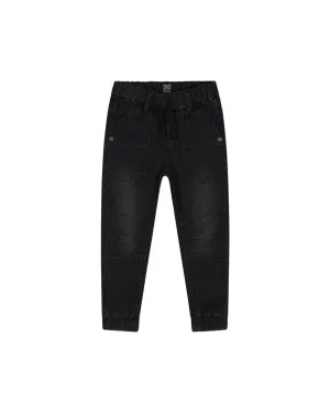 Black Stretch Denim Jogger Pants