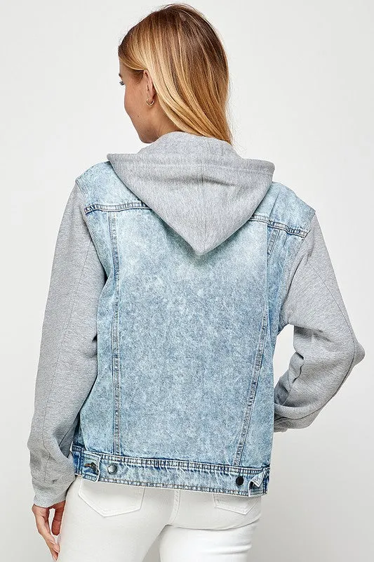 Bonfire Feels Denim Jacket with Fleece Hoodie