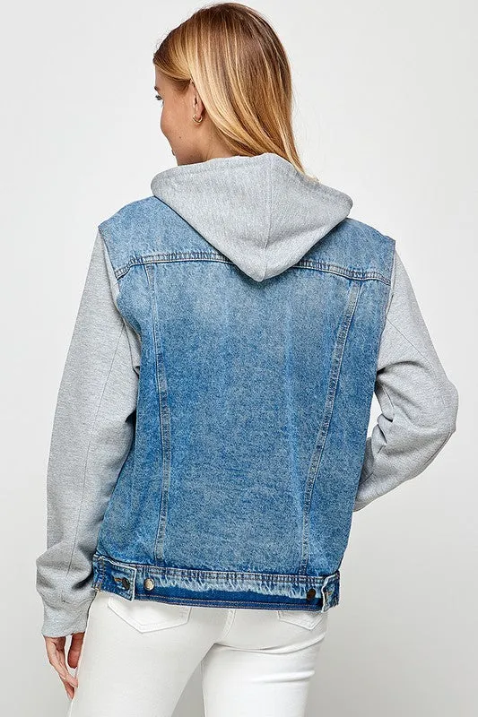 Bonfire Feels Denim Jacket with Fleece Hoodie