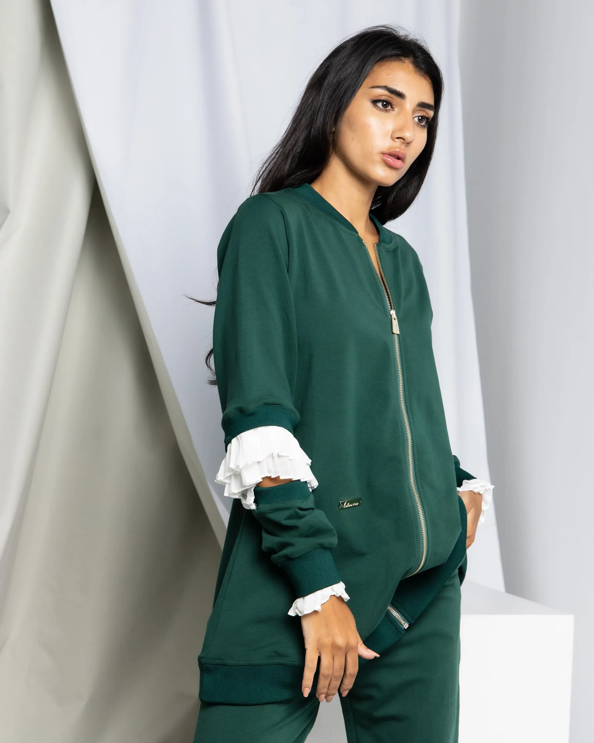 CHIFFON RUFFLES SLEEVES ACTIVEWEAR 1124 - ملابس رياضية