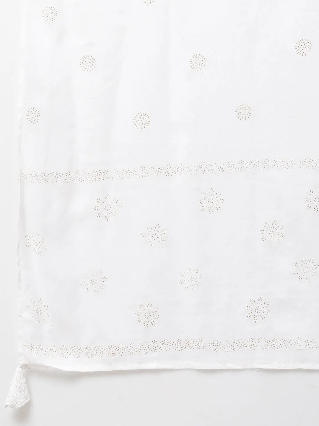 Chikankari Kurta with Pant and Rogan Dupatta - White