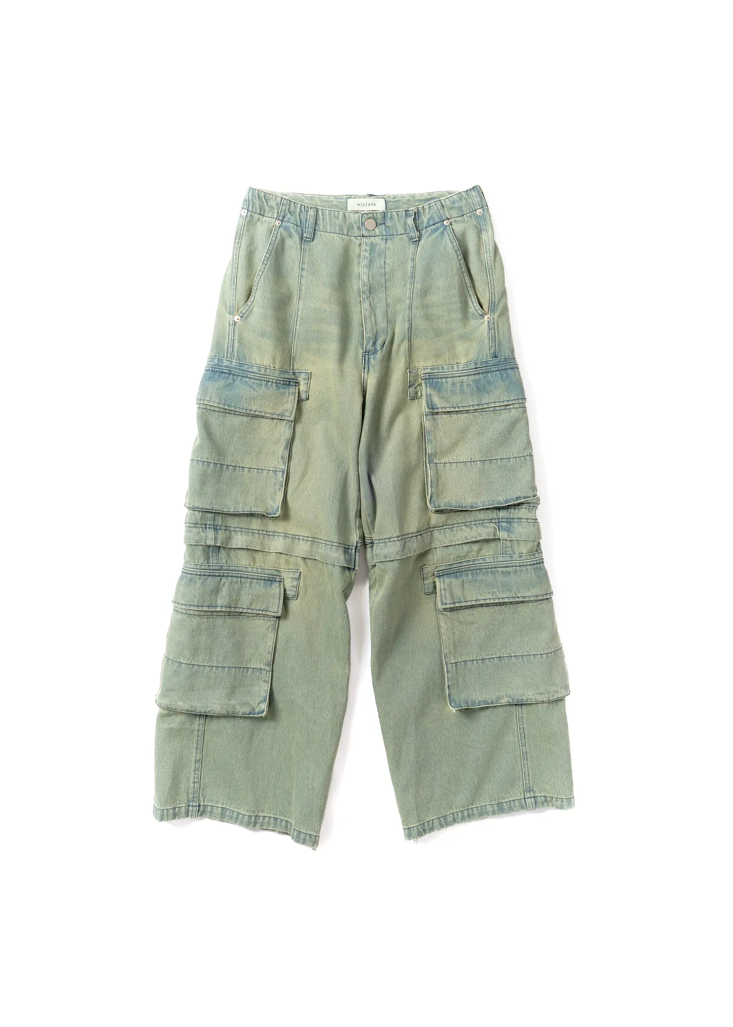 DENIM SPLIT CARGO PANTS