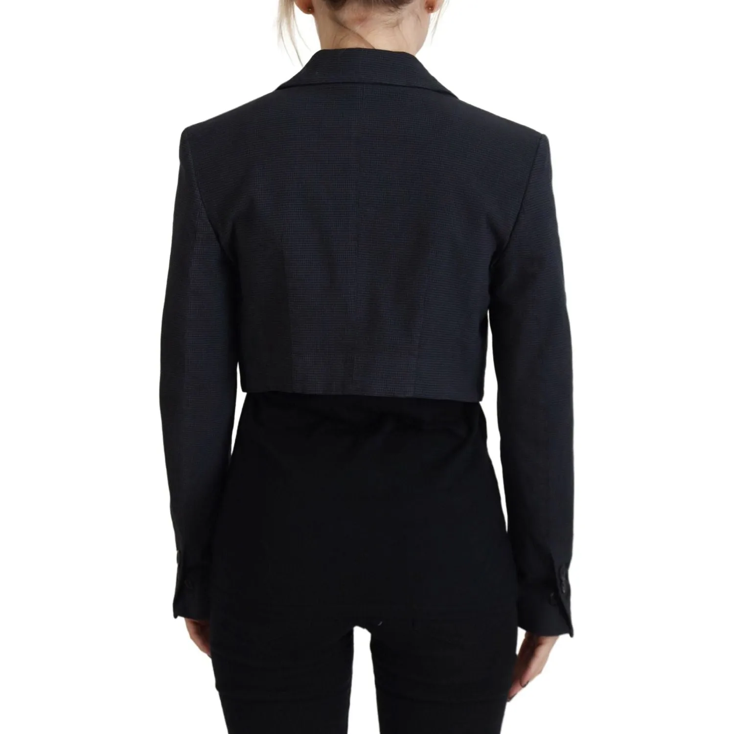 Dsquared² Black Cotton Cropped Button Blazer Jacket