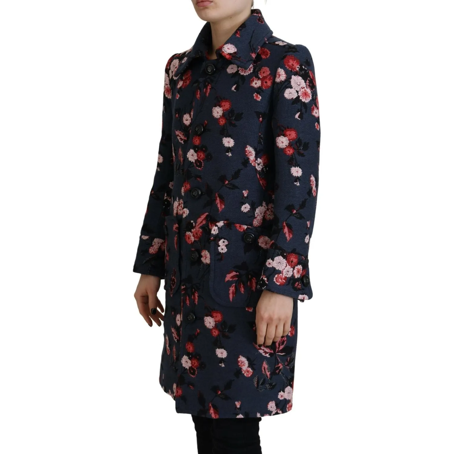 Dsquared² Multicolor Printed Women Long Coat Blazer Jacket