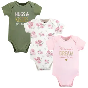 Hudson Baby Cotton Bodysuits, Mom Dad Floral