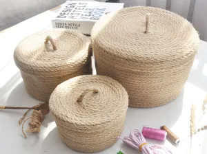 Japanese Style Linen Table Top Sundries Storage Basket