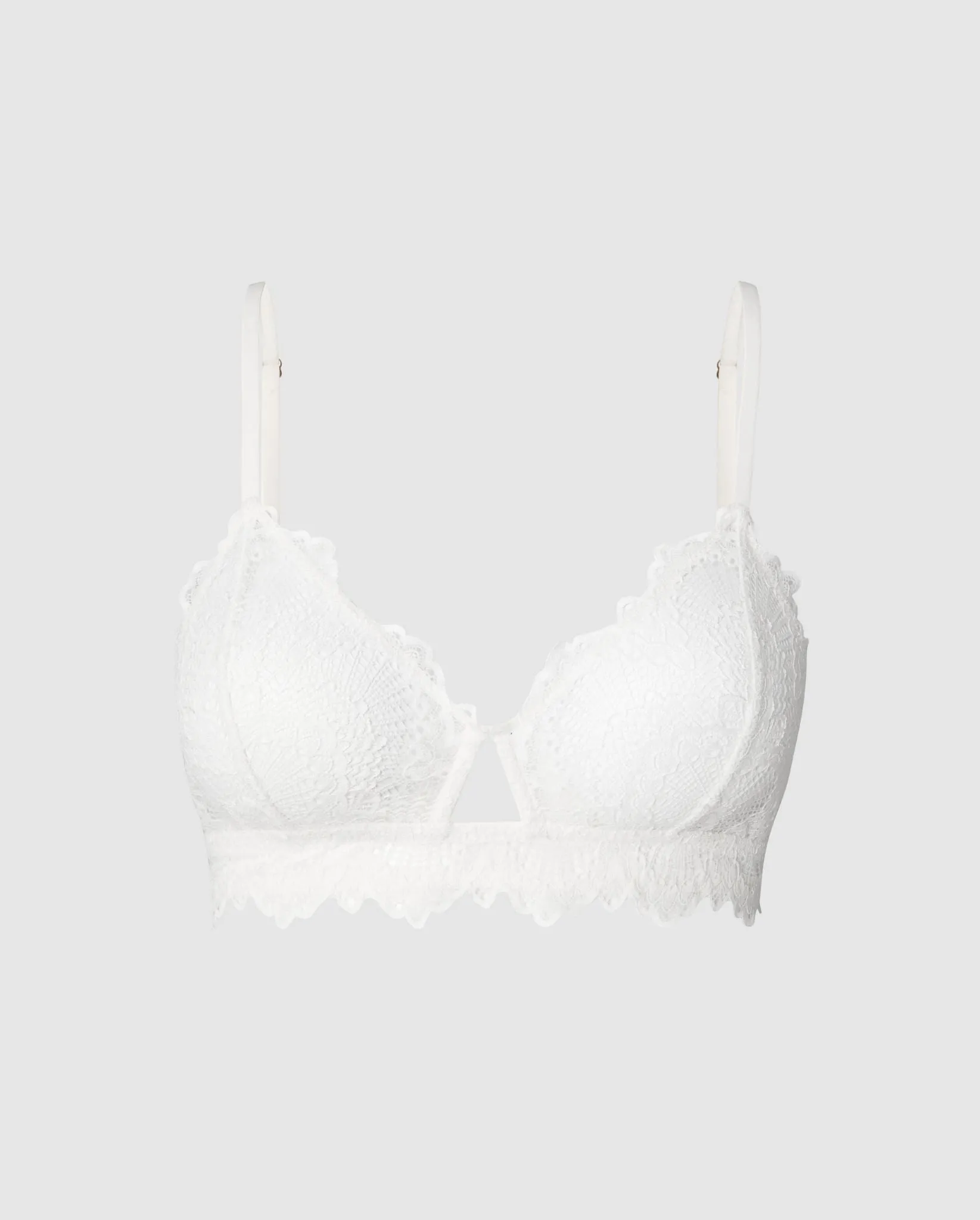 Lace Cut-Out Triangle Bralette Off White