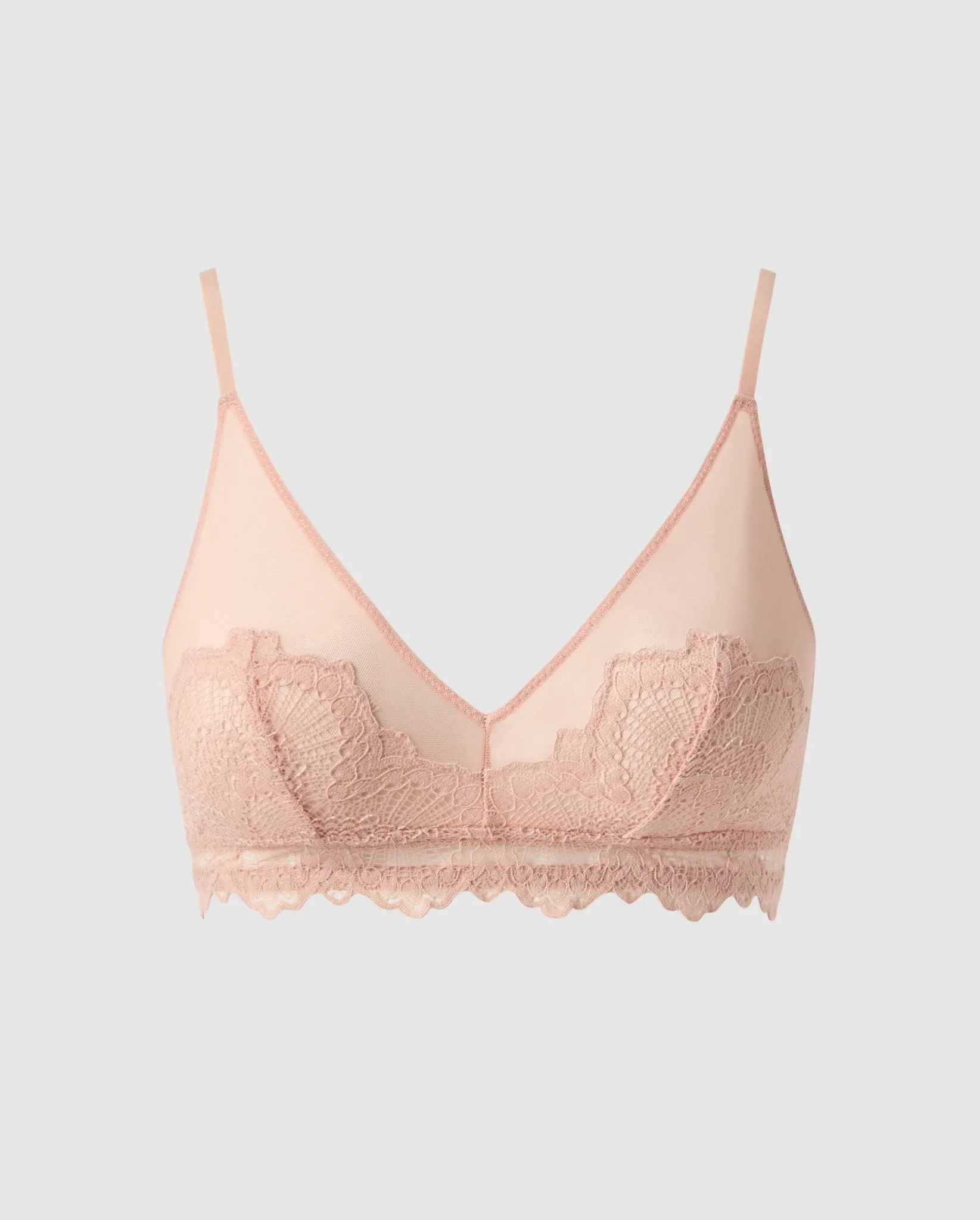 Lace Mesh Triangle Bralette Nude