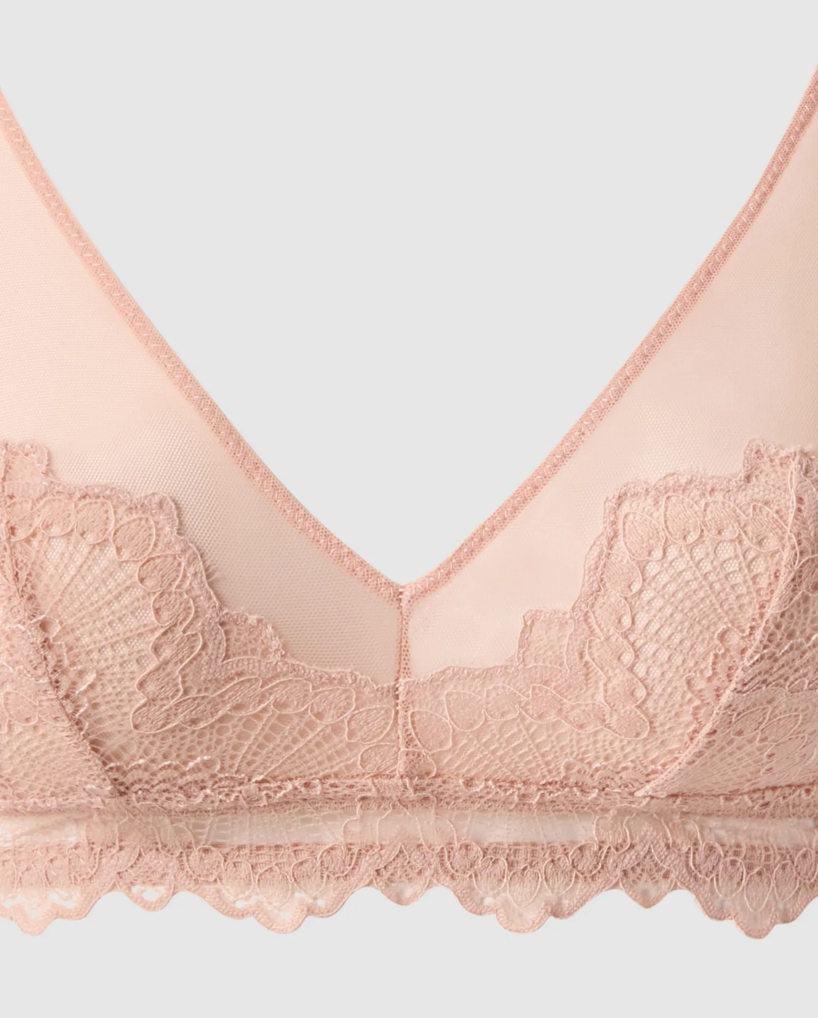 Lace Mesh Triangle Bralette Nude