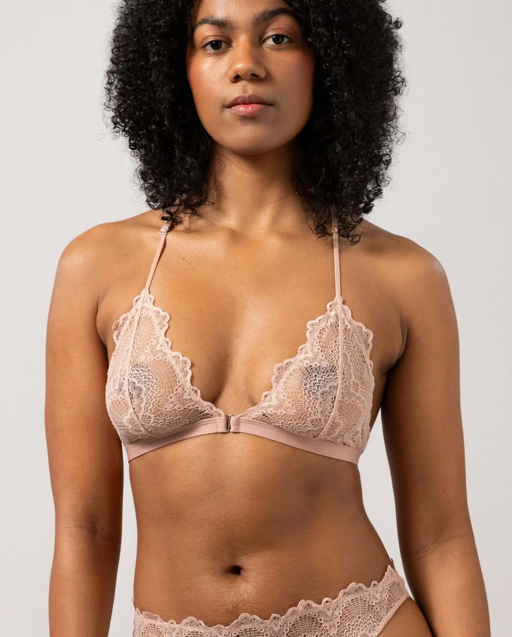 Lace Racerback Triangle Bralette Nude