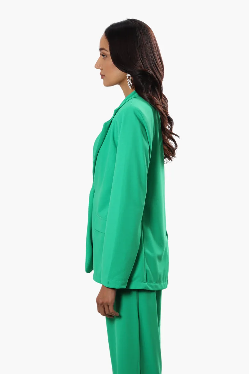 Limite Solid Single Button Blazer - Green