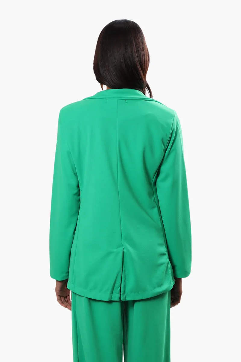 Limite Solid Single Button Blazer - Green