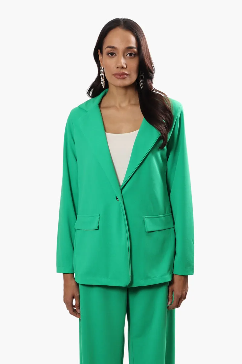 Limite Solid Single Button Blazer - Green