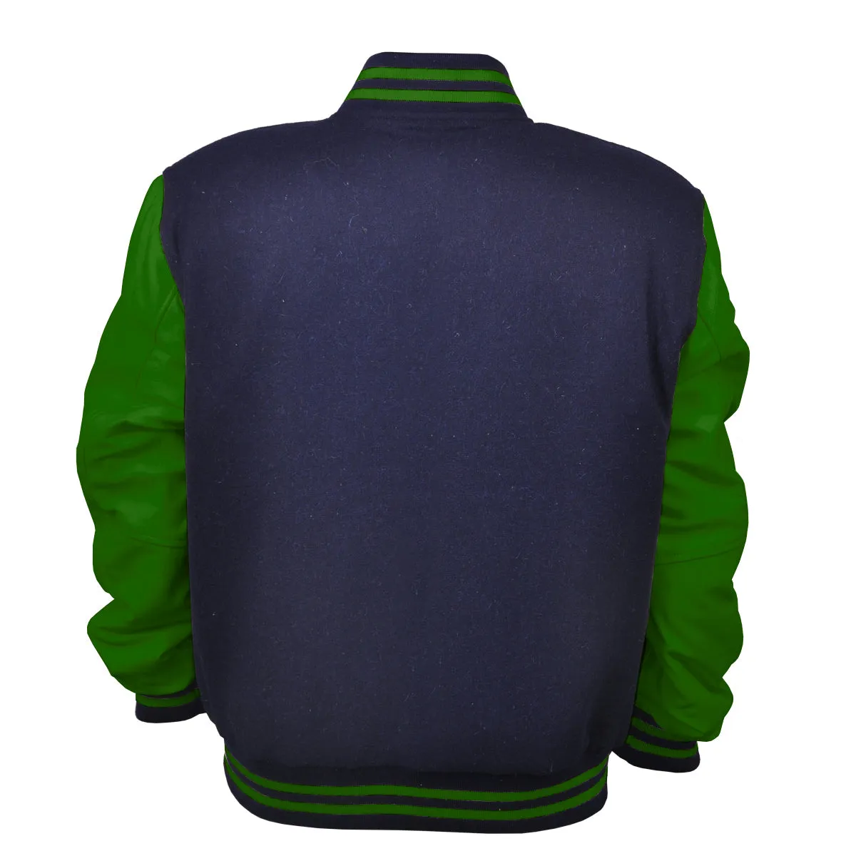 Mens Jacket Wool Leather Navy Blue/Green