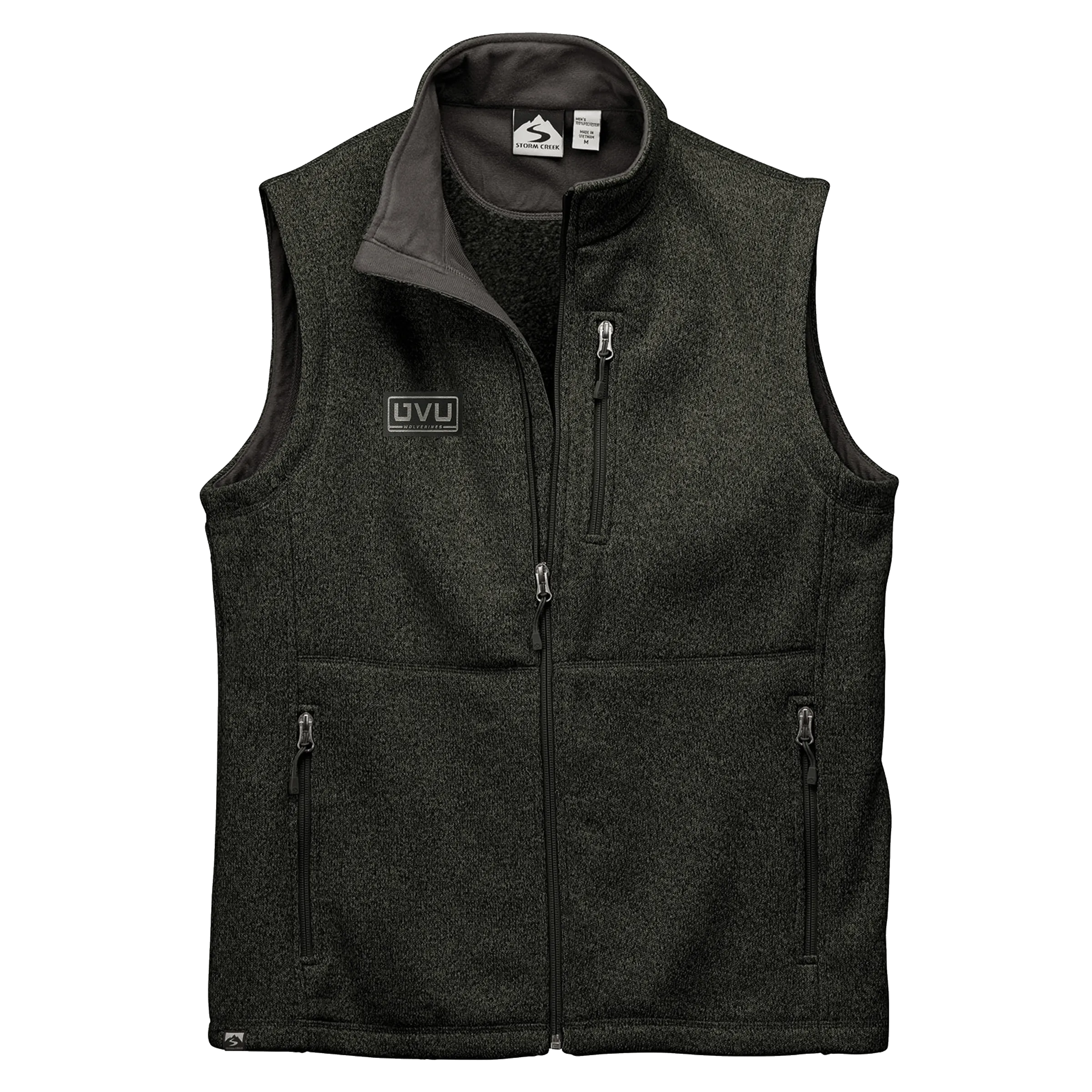 MEN’S STORM CREEK SWEATERFLEECE VEST- Pleather Mono Patch