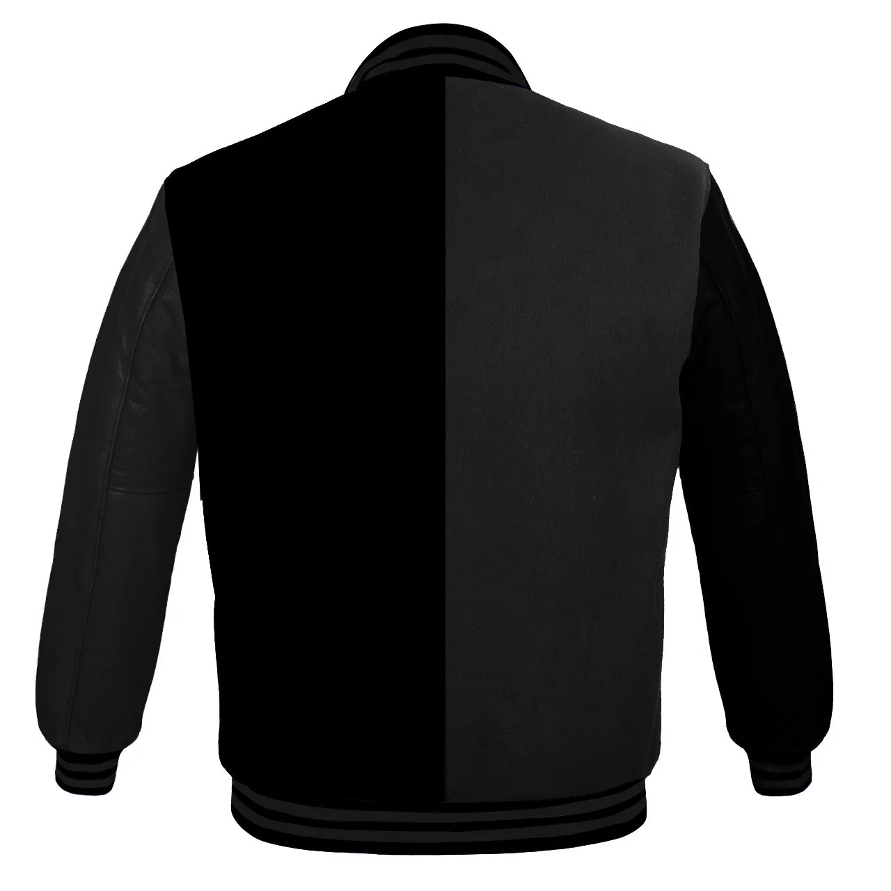 Men's Varsity Jackets Genuine Leather Sleeve And Wool Body Black/Grey