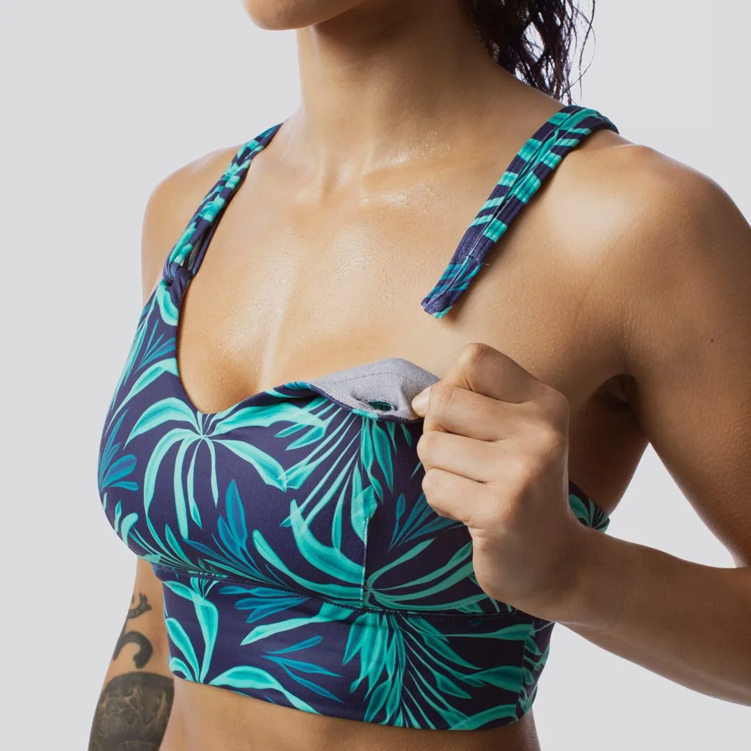 Milk and Muscles Nursing Sports Bra (Teal Tropics)