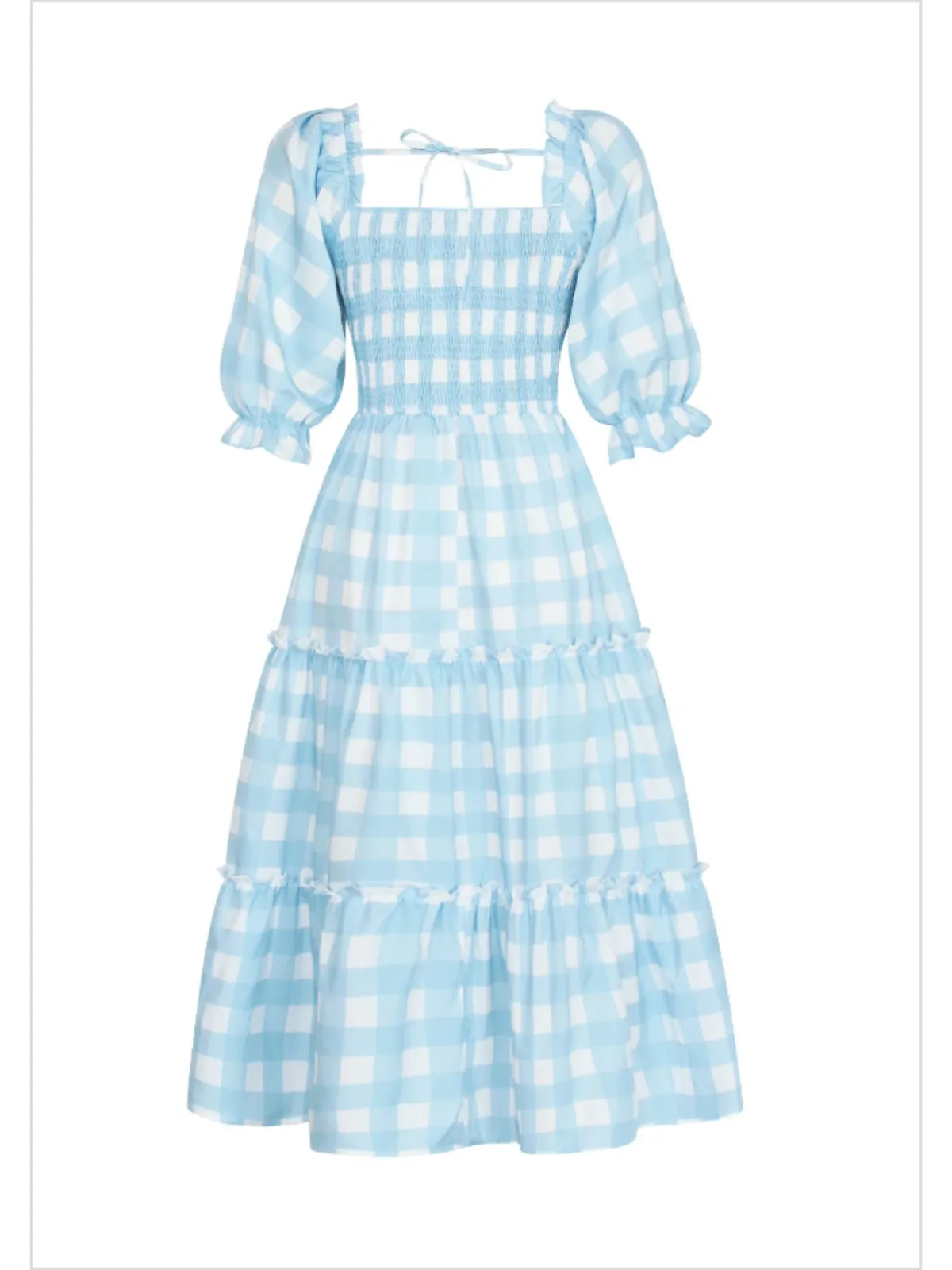 Mommy and Me Blue Gingham Smocked Dress