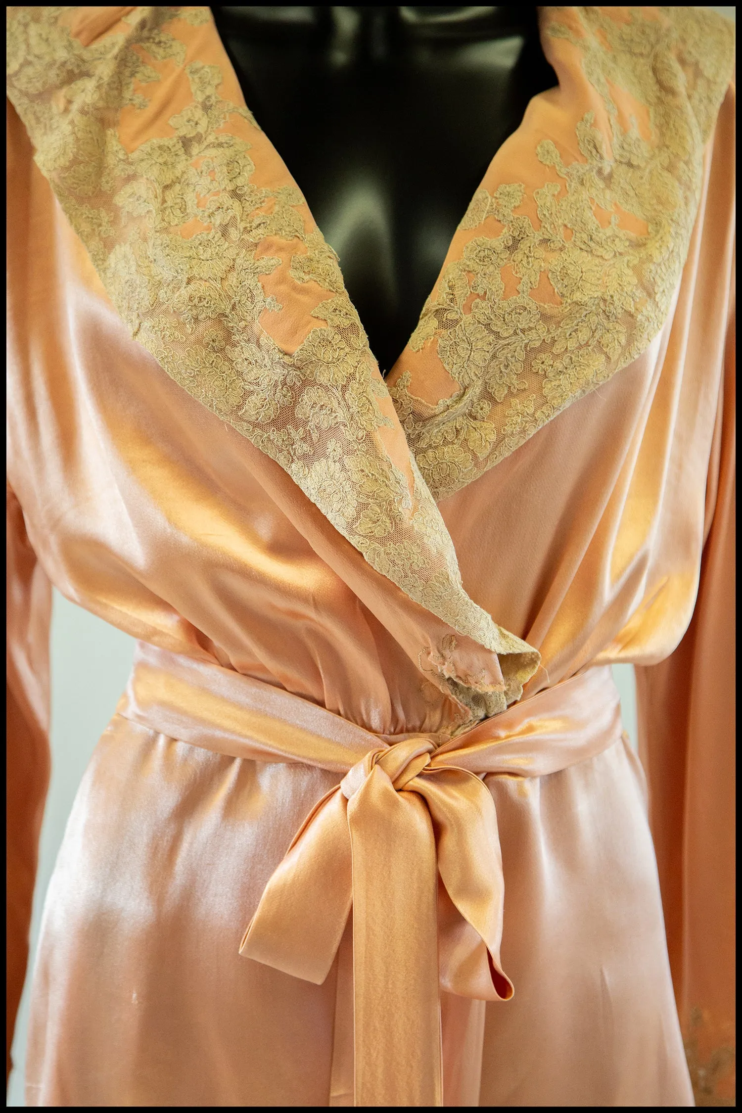 RESERVED Vintage 1940s Peach Satin Robe Jacket