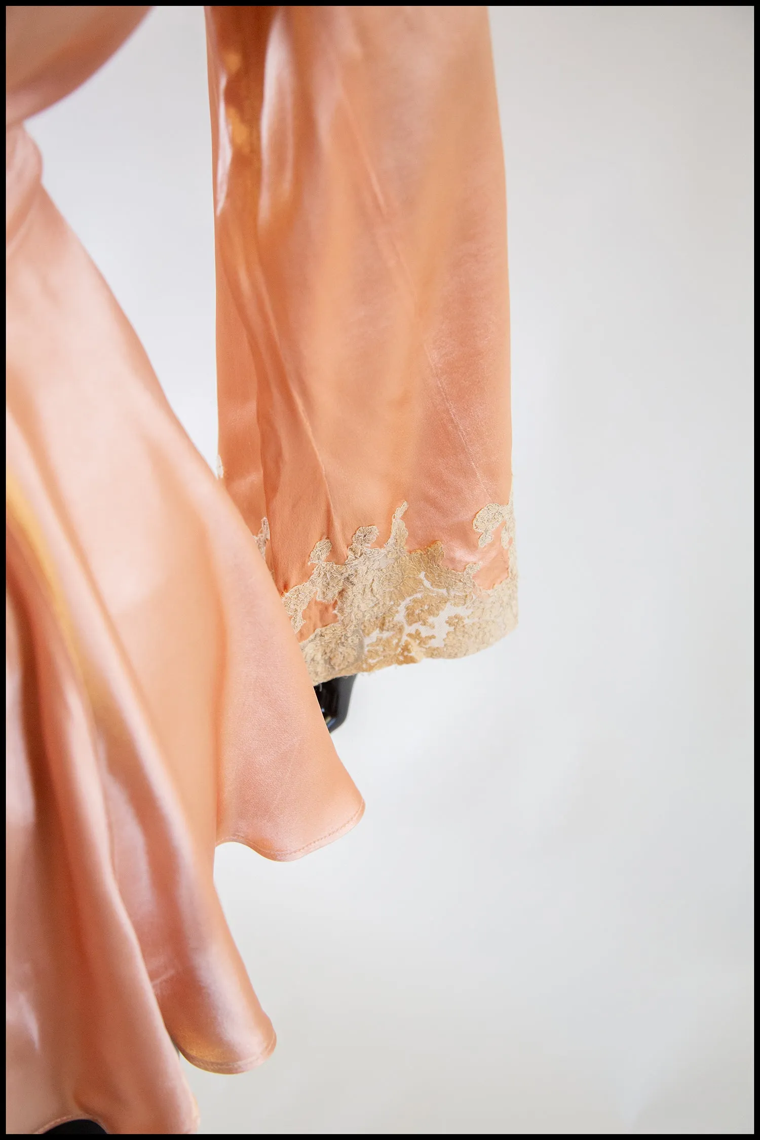 RESERVED Vintage 1940s Peach Satin Robe Jacket