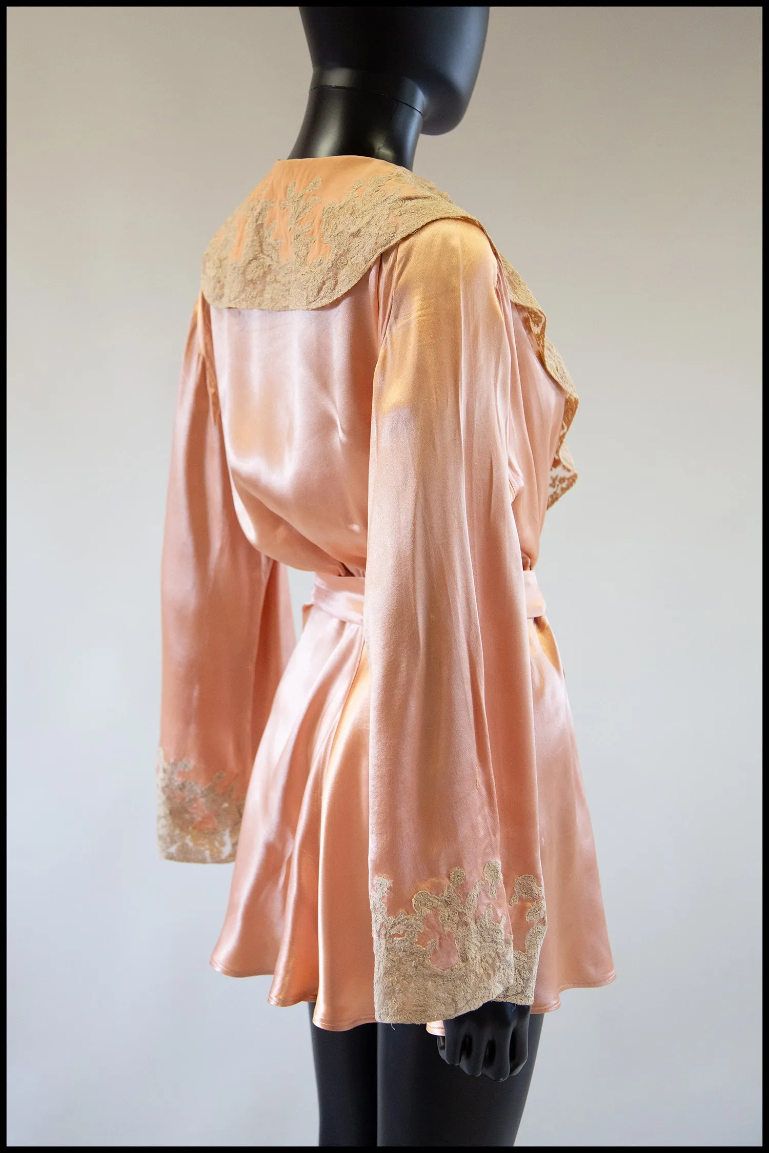 RESERVED Vintage 1940s Peach Satin Robe Jacket