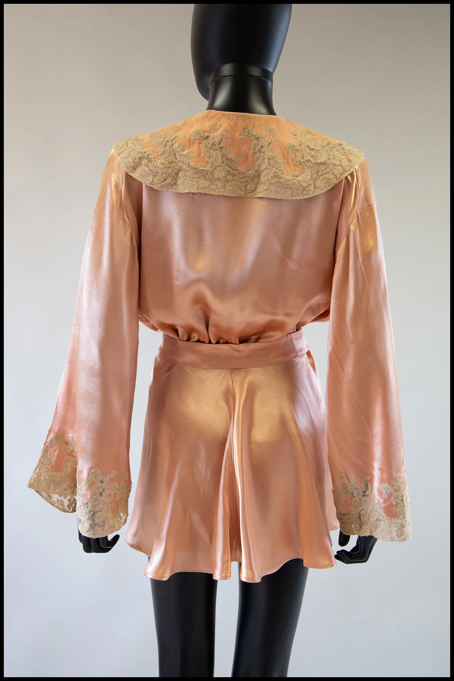 RESERVED Vintage 1940s Peach Satin Robe Jacket