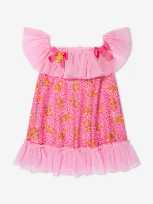 Selini Action Girls Teddy Bear Beach Dress in Pink