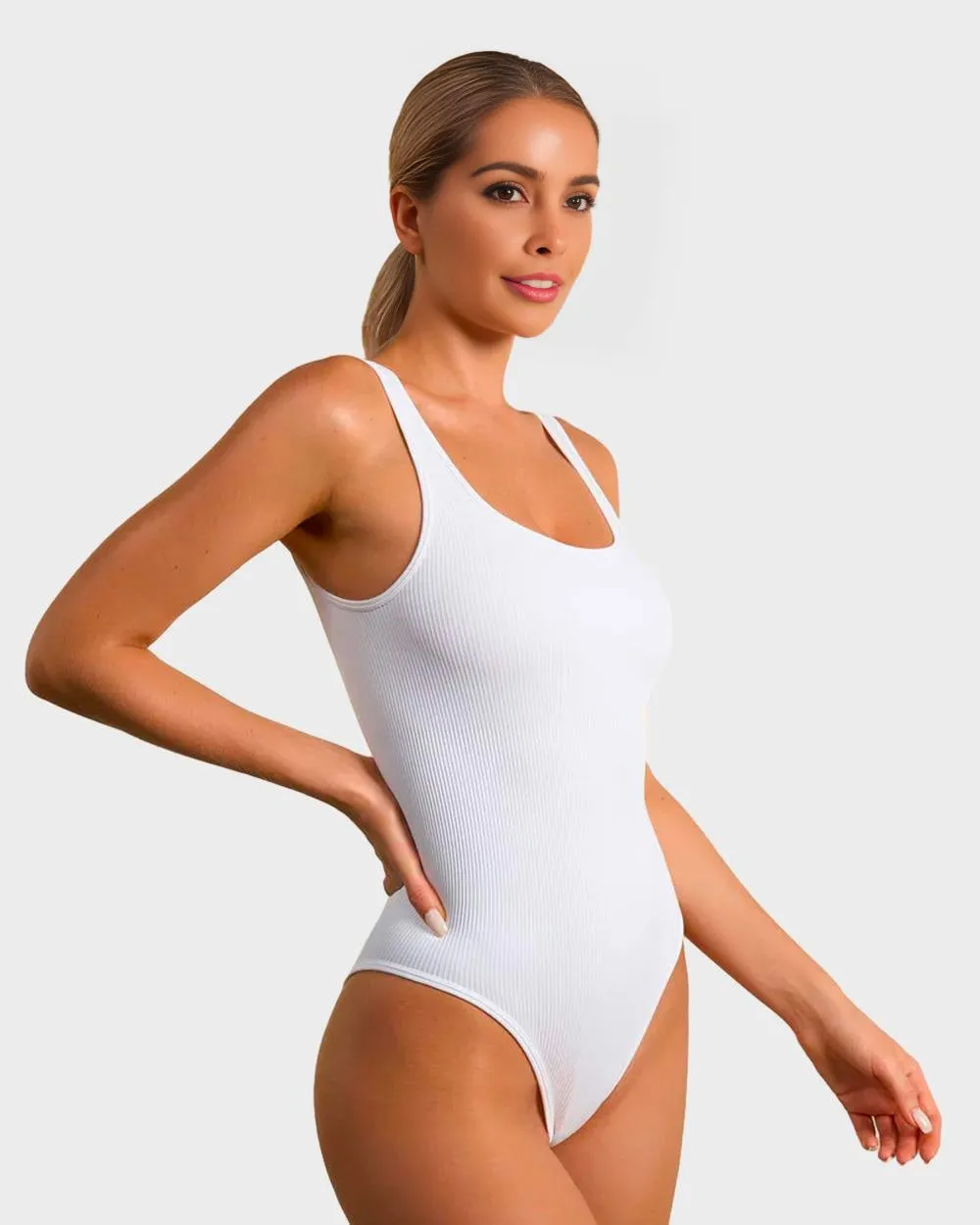 SheCurve® Wide Strap Backless Thong Bodysuit