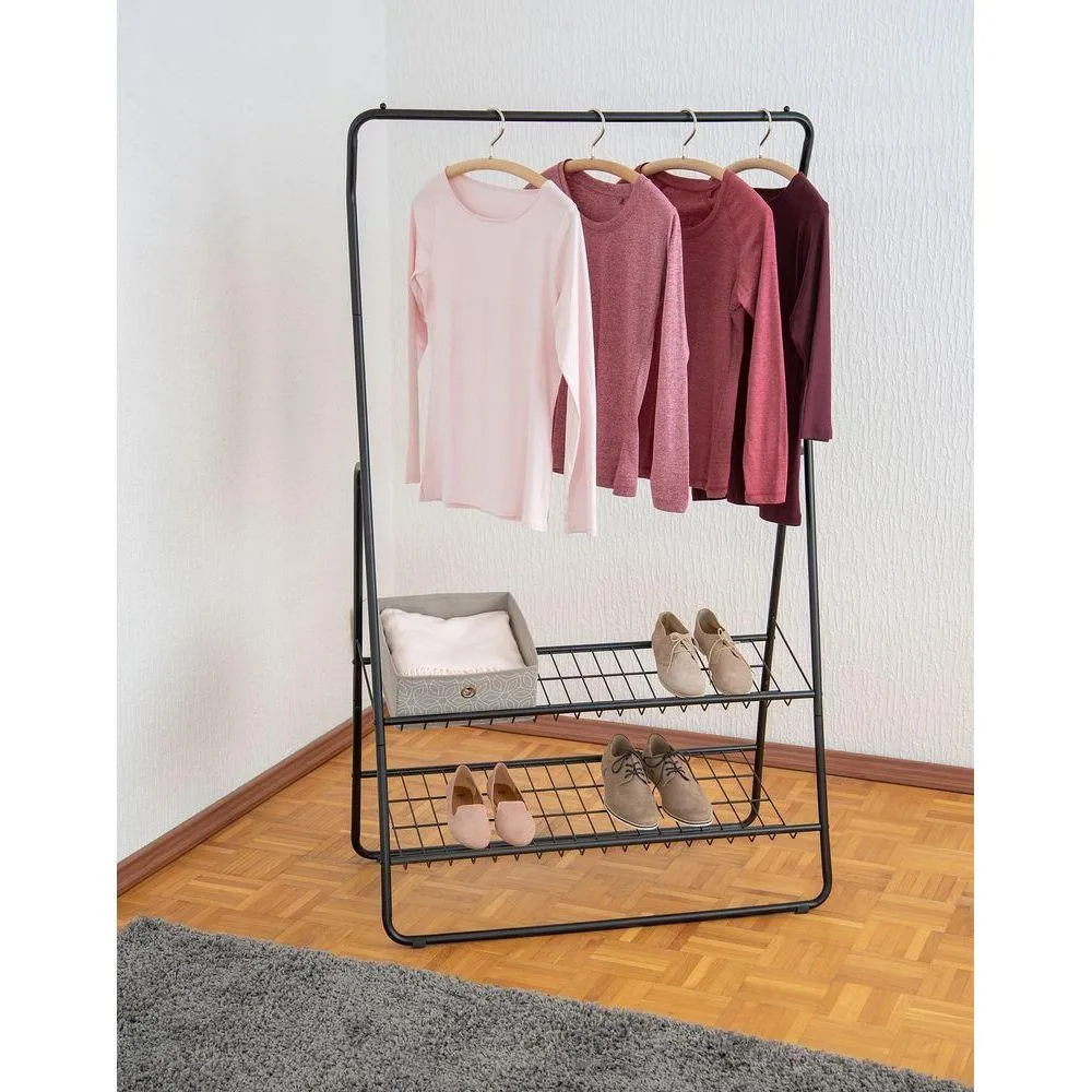 Shiva Deluxe 2 Shelf Clothes Rack Matte Black