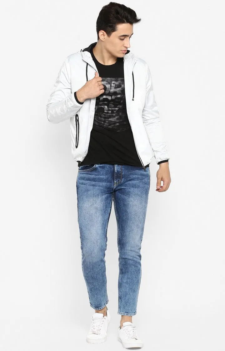 Spykar Men White Nylon Front Open Jacket