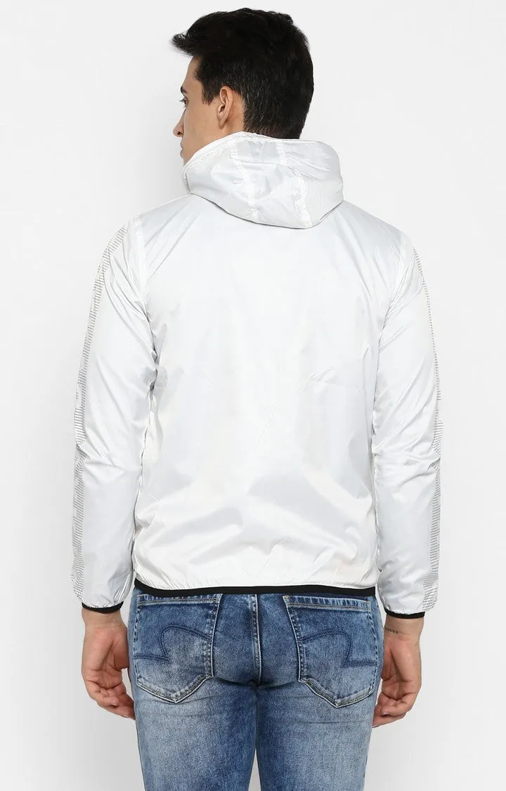 Spykar Men White Nylon Front Open Jacket