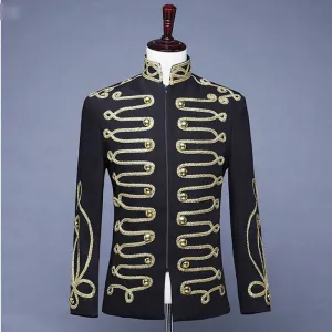 Stand Collar Casual Steampunk Drummer Parade Costume Men Blazer