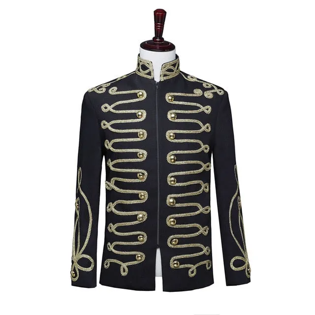 Stand Collar Casual Steampunk Drummer Parade Costume Men Blazer