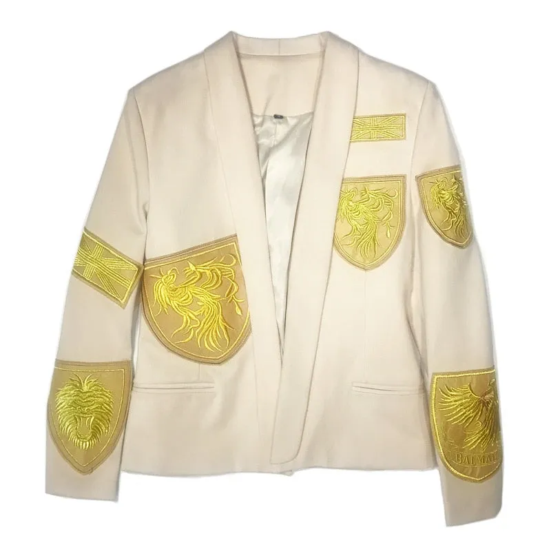 Stunning Gold Thread Embroidery Stage Style Men Slim Fit Blazer