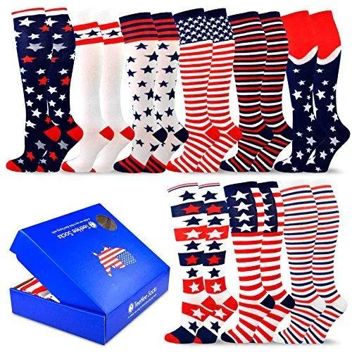 TeeHee Socks Women's Americana Knee High - 9-Pack Gift Box (12144)