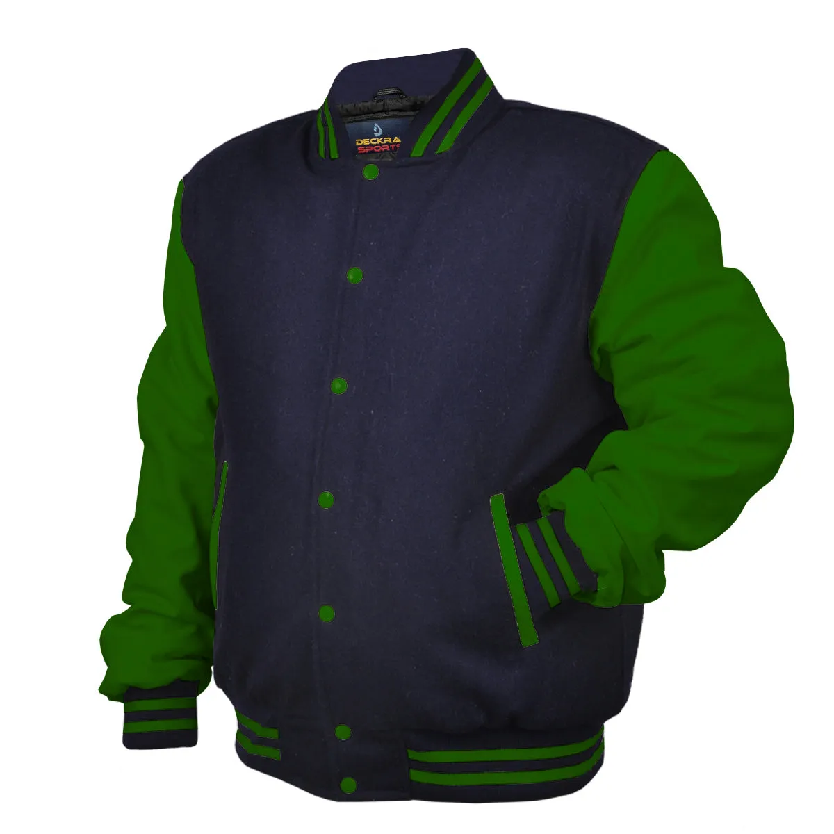 Woman Jacket Wool Leather Navy Blue/Green