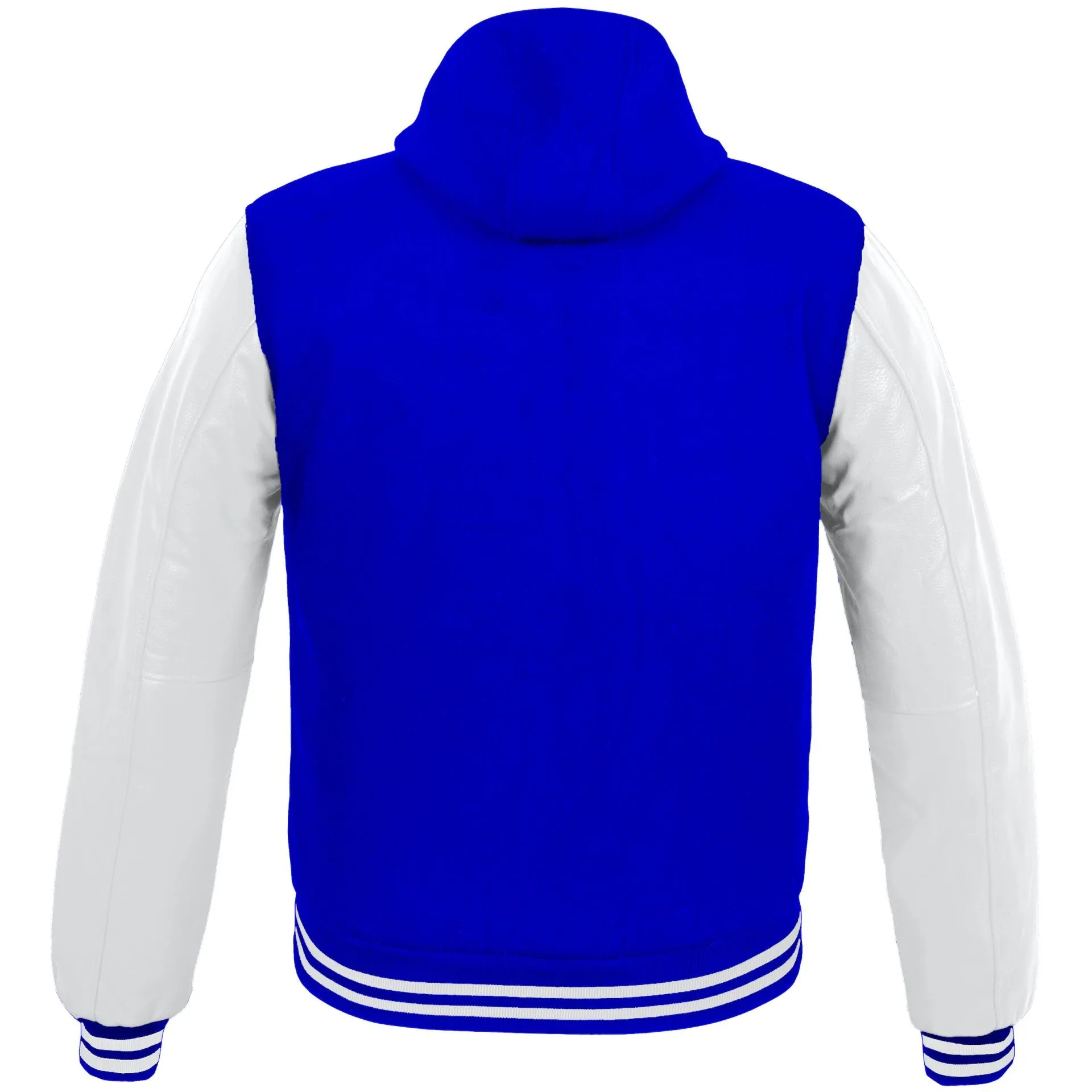 Womens Hoodie Wool Leather Baseball College/School Varsity Style Blue/White Hoodie